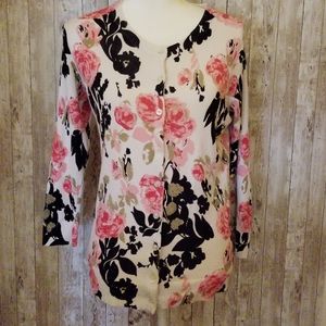 George Button Down Floral Cardigan Size LG
